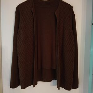 Women's 2pc Sweater & Basket Weave Vest By BFA CLASSICS